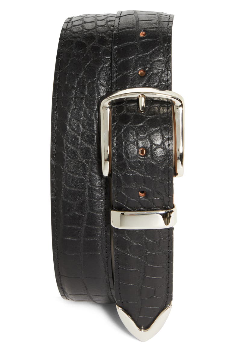 Croc Embossed Metal Tip Leather Belt (Men) | Nordstrom