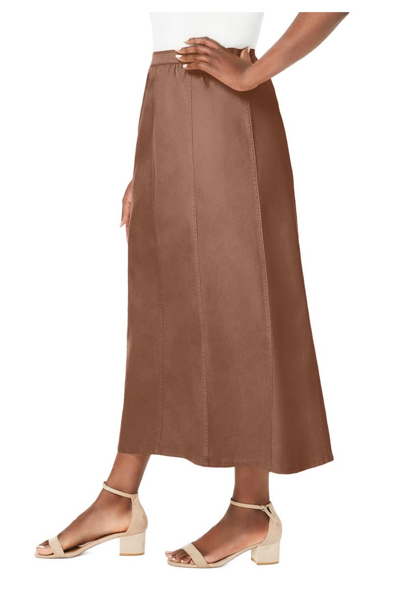 Stretch Denim Jegging Skirt, Alternate, color, CREAMY MOCHA