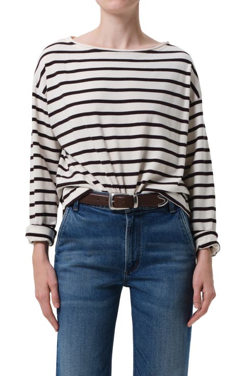 売れ筋商品|||シチズンズ オブ ヒューマニティ Tシャツ レディース トップス MARA U NECK - Long sleeved top - white Xineicy Y2k T-Shirt for Women Girl Short Sleeve Baby Tees