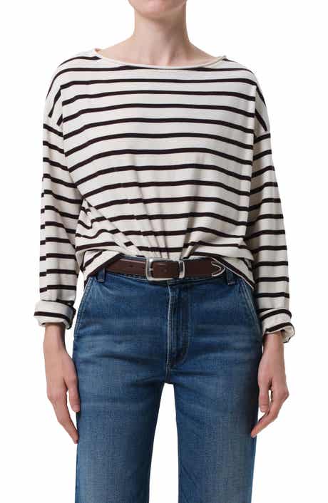 French Sailor Stripe Boat Neck Top