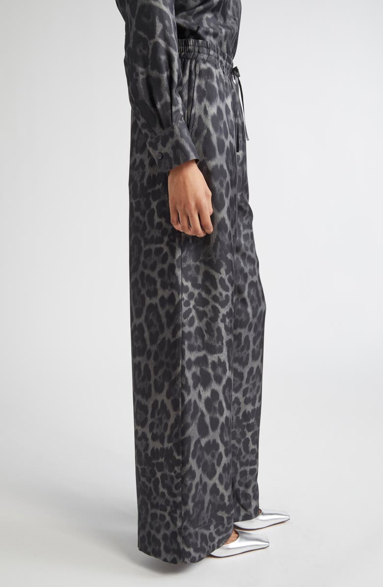 Stella McCartney Leopard Print Silk Pajama Pants, Alternate, color, 1230 - Ash Grey