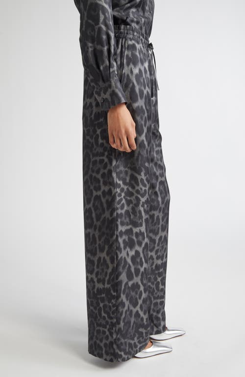 Stella Mccartney Womens Leopard-print Wide-leg Silk Pyjama Trousers Ash Grey In Black
