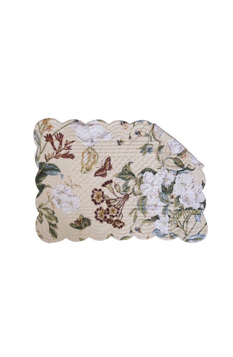 C&F Home Garden Images Reversible Machine Washable Scallop Quilt Placemats Set of 6, Alternate, color, Beige