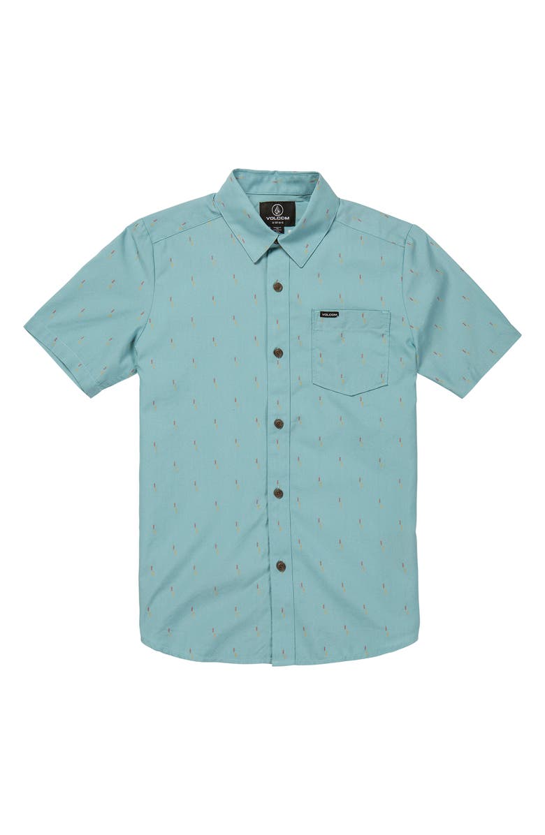 Volcom Kids' Graffen Geo Pattern Short Sleeve Button-Up Shirt, Main, color,