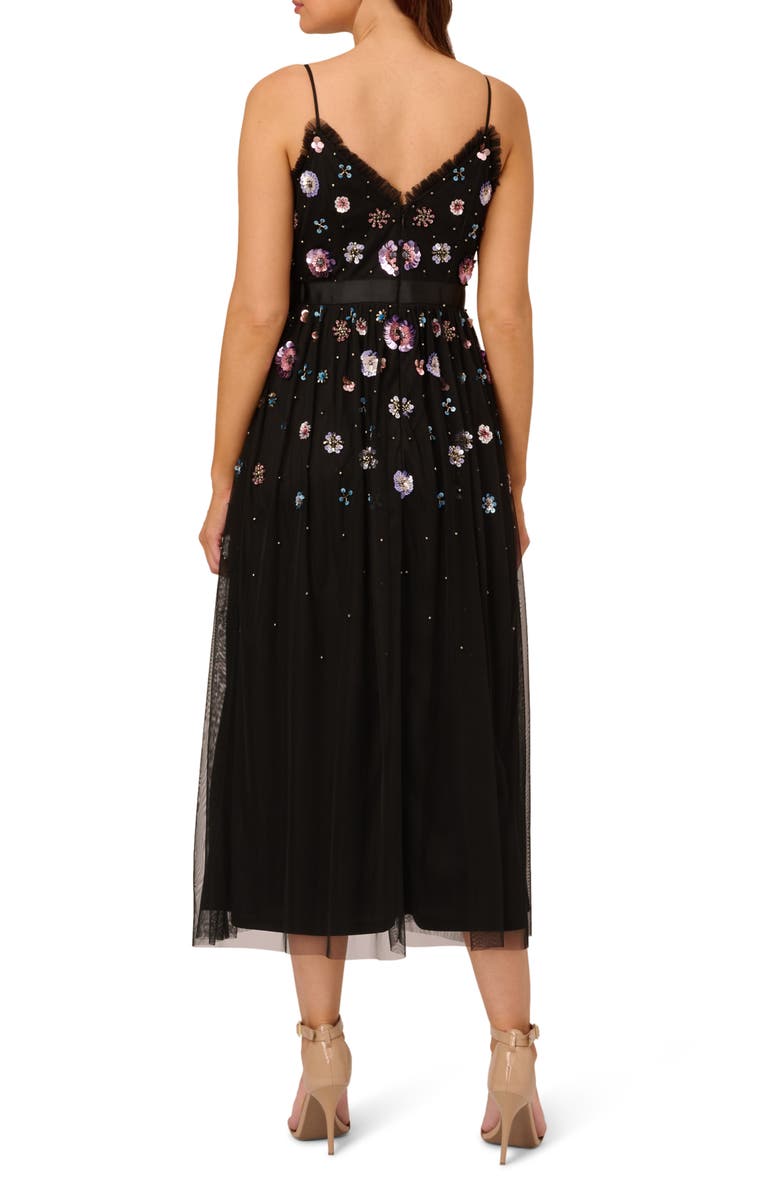 Adrianna Papell Floral Bead A-Line Dress, Alternate, color, 
