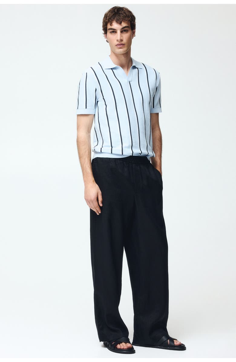 H&M Regular Fit Cotton Polo Shirt, Alternate, color, Light Blue/Striped