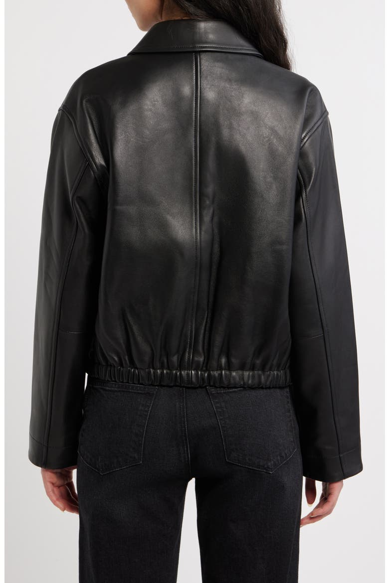 Leather Bomber, Alternate, color, BLACK