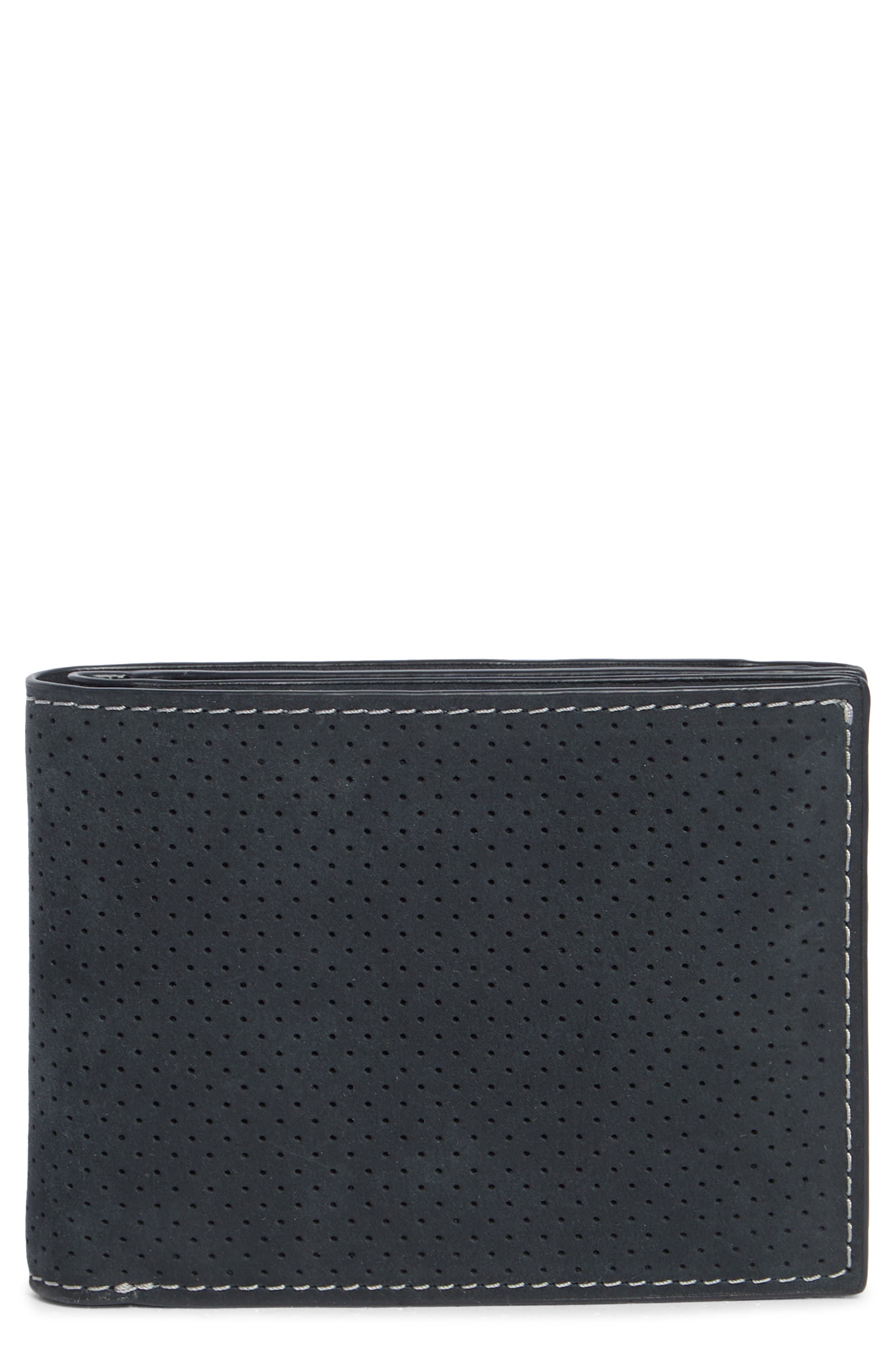 Johnston & Murphy Oil Tanned Leather Perforated Billfold Wallet