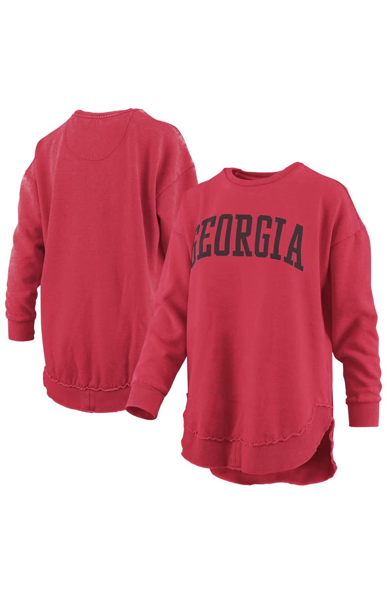 PRESSBOX Women's Pressbox  Red Georgia Bulldogs Melange Poncho Vintage Fleece Long Sleeve Pullover Sweatshirt, Main, color, Red