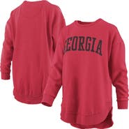 PRESSBOX Women's Pressbox  Red Georgia Bulldogs Melange Poncho Vintage Fleece Long Sleeve Pullover Sweatshirt