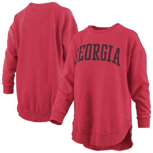 Pressbox Women's Red Georgia Bulldogs Melange Poncho Vintage Fleece Long Sleeve Pullover Sweatshirt In Red