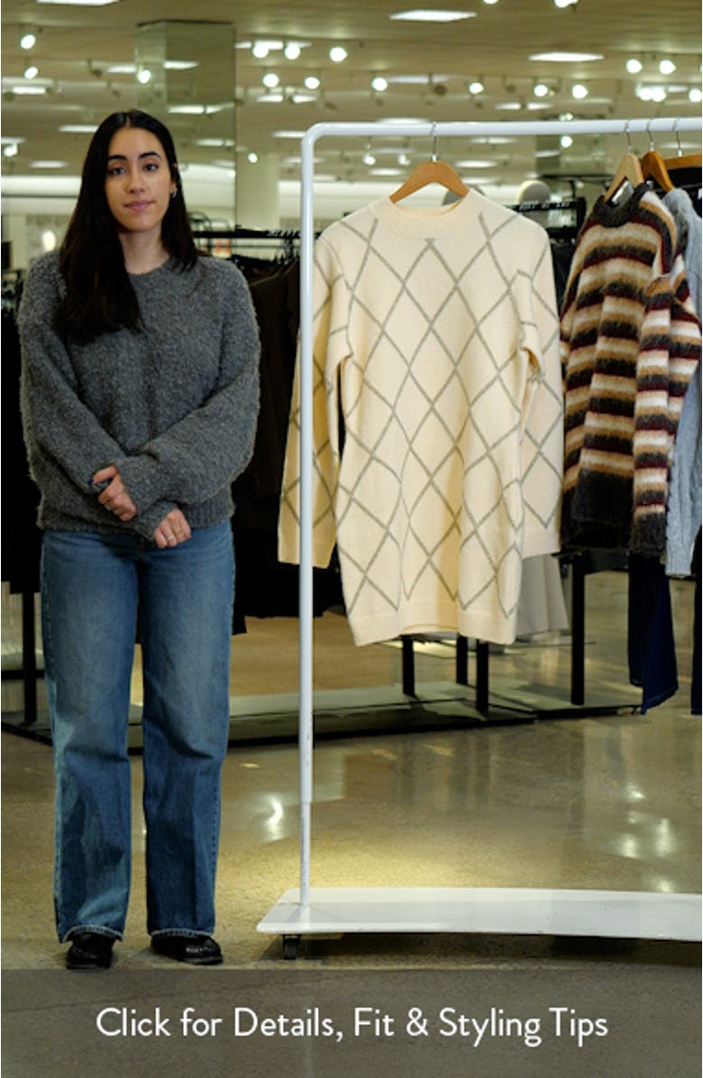 Metallic Jacquard Long Sleeve Sweater Dress, sales video thumbnail