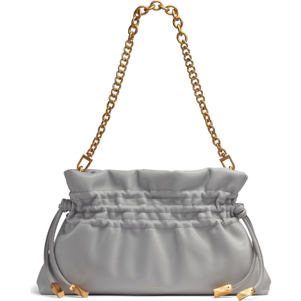 Donna Karan Southold Leather Clutch With Chain Strap In Pearl Grey
