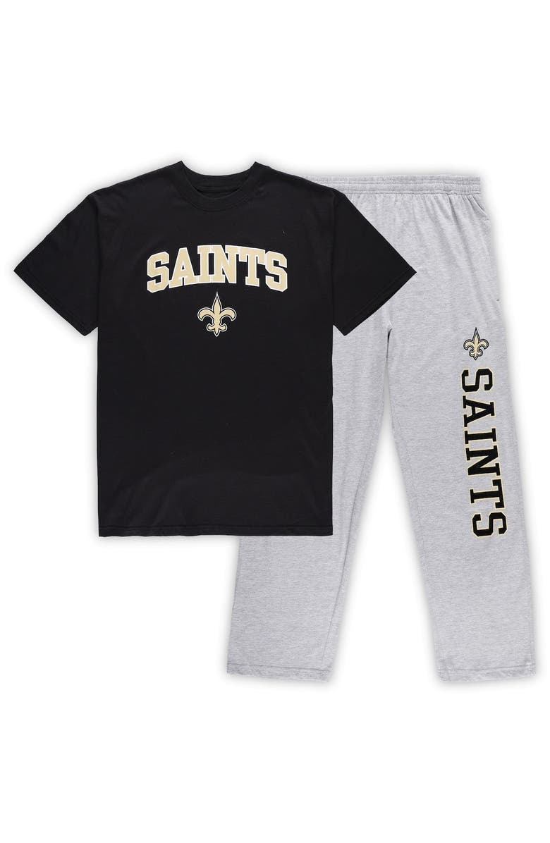CONCEPTS SPORT Men's Concepts Sport Black/Heathered Gray New Orleans Saints Big & Tall T-Shirt & Pants Sleep Set, Main, color, Black