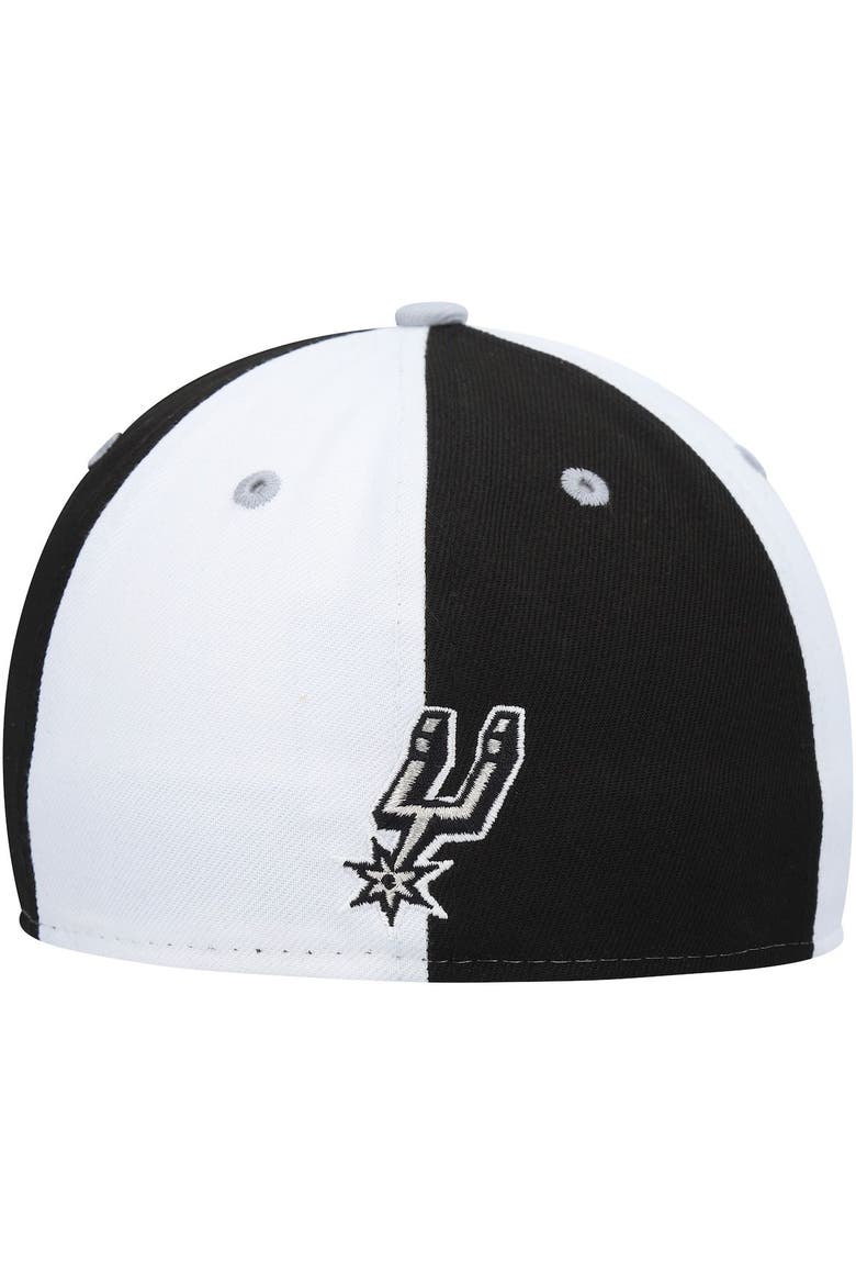 Men's New Era Black/White San Antonio Spurs Script Pinwheel 59FIFTY Fitted Hat, Alternate, color, Black