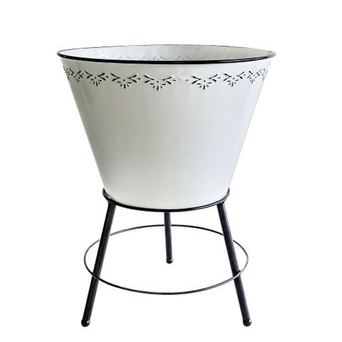Embossed Planter on Base with Drainage Plug