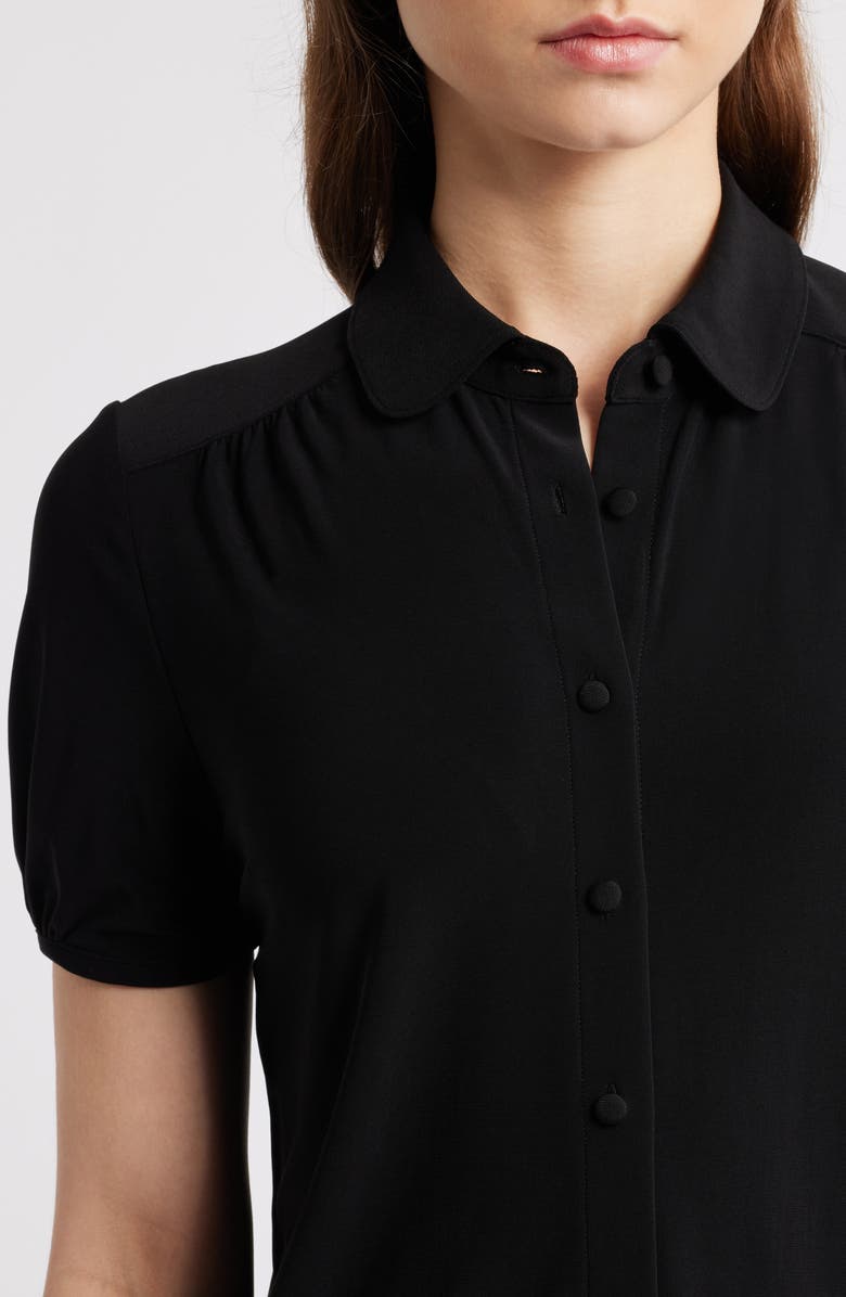 Anne Klein Collared Short Sleeve Button-Up Shirt, Alternate, color, Anne Black