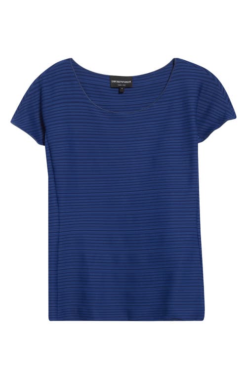 Emporio Armani Striped Scoop-neck Jersey Tee In Cobalt Blue