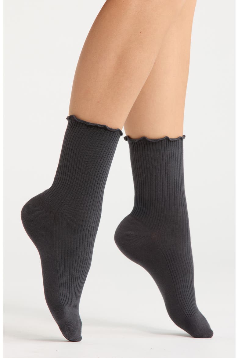Lettuce Edge Quarter Crew Socks, Main, color, GREY EBONY