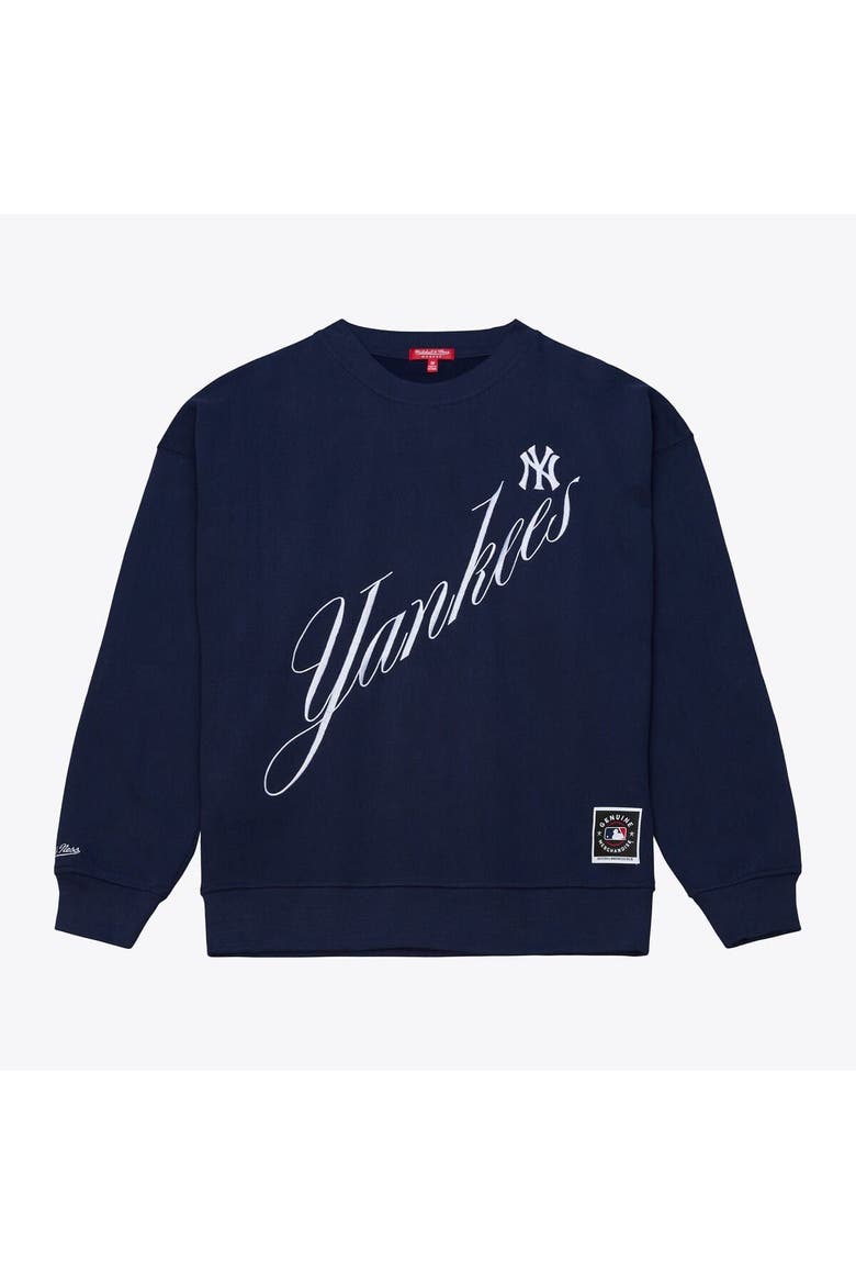 Women's Mitchell & Ness  Navy New York Yankees Script Sweatshirt, Main, color, Navy
