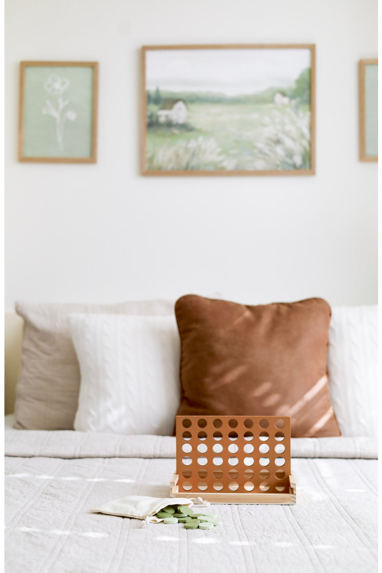 Wooden Four in a Row, Alternate, color, Beige