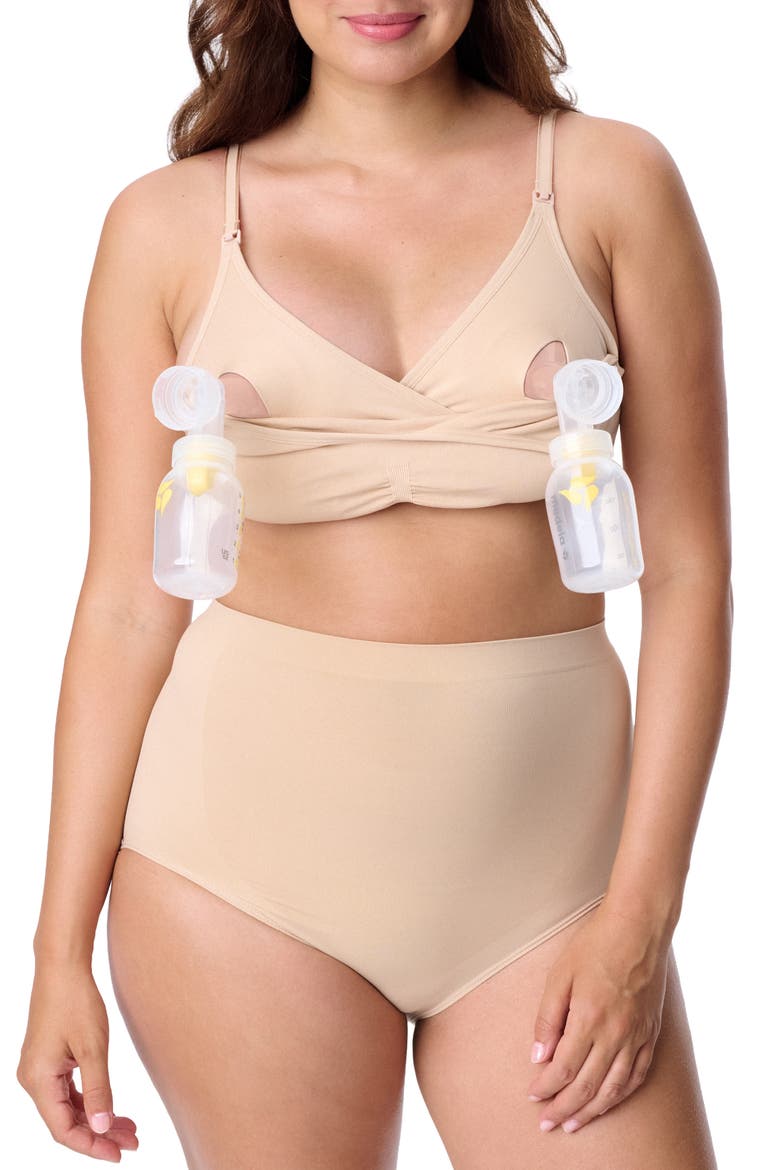 Motherhood Women's Maternity Seamless Nursing and Hands-Free Pumping Bra, Alternate, color, Essential Nude