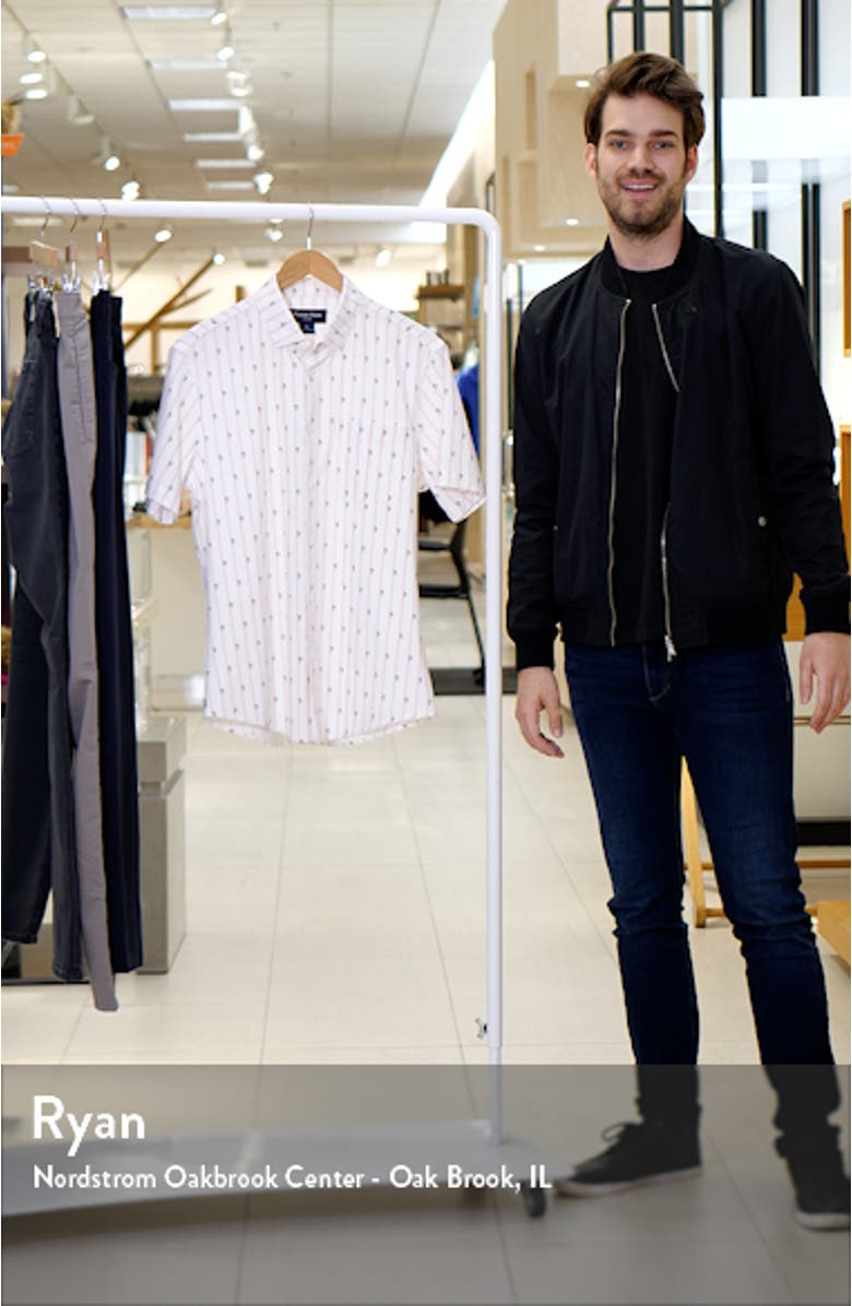 Leeward Trim Fit Cactus Stripe Short Sleeve Performance Button-Up Shirt, sales video thumbnail