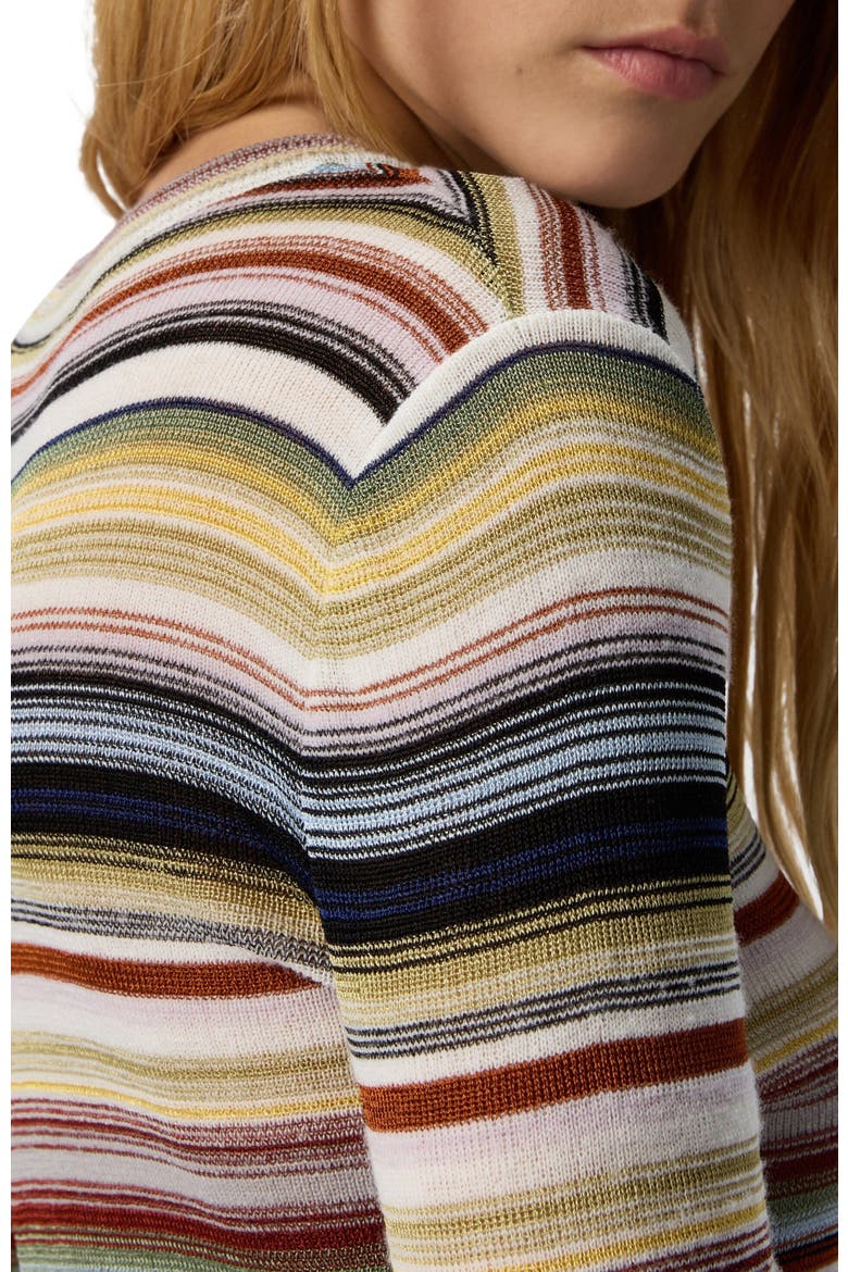 Striped Crew Neck Sweater, Alternate, color, Yellow & Brown