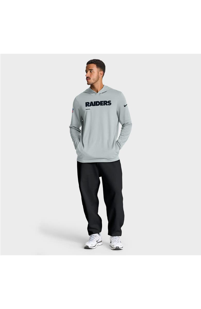 Nike Men's Nike Silver Las Vegas Raiders Sideline Pure Fury Performance Long Sleeve Hoodie T-Shirt, Alternate, color, Silver