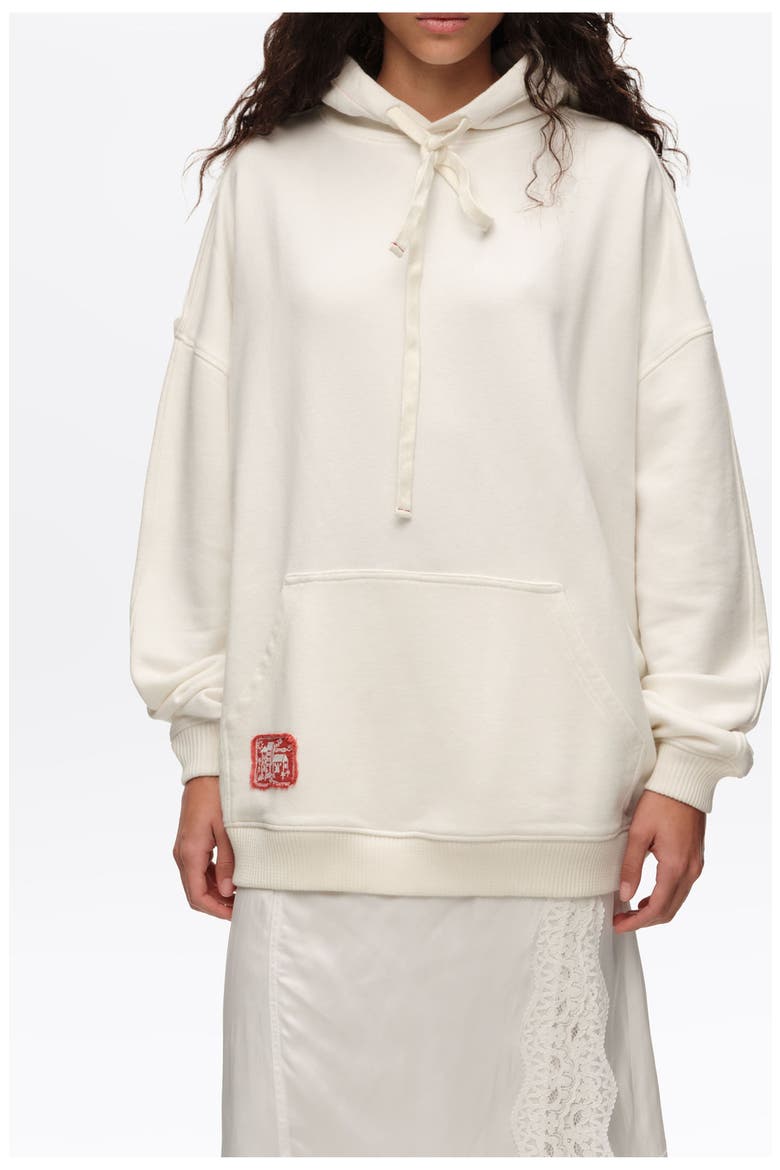 Embroidered Oversize Hoodie, Main, color, WHITE