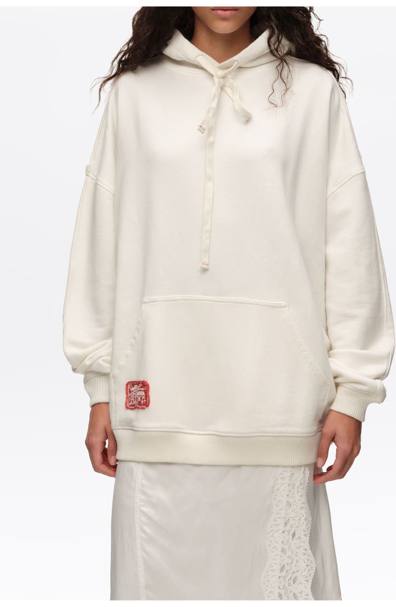 Bimba y Lola Embroidered Oversize Hoodie, Main, color, White