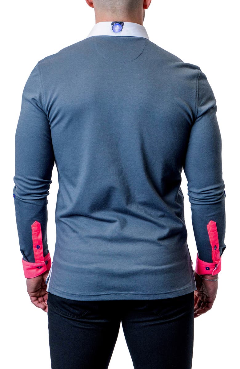 Maceoo Newton Pinkcuff Grey Long Sleeve Polo, Alternate, color, 