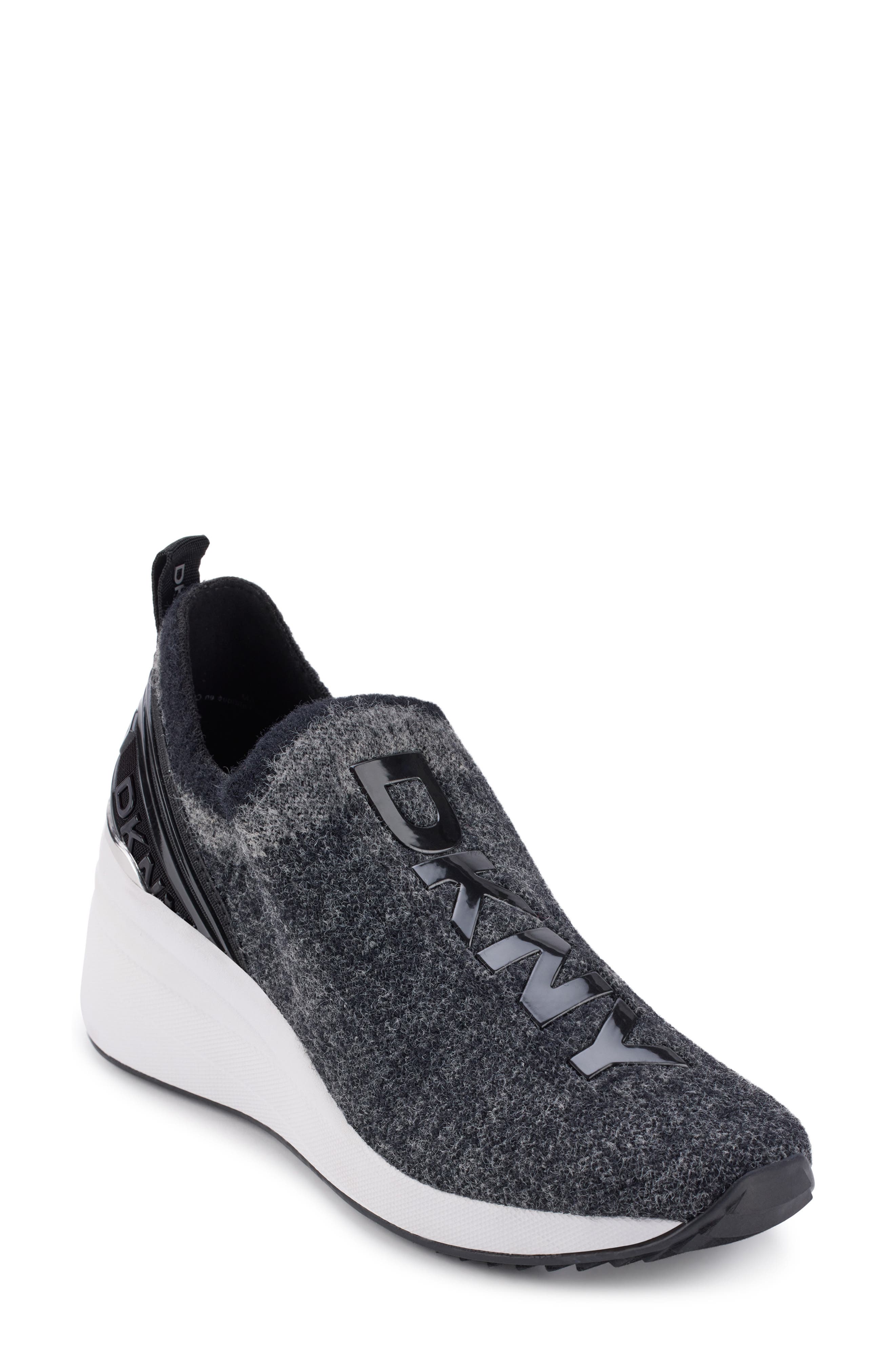 DKNY Keeva Wedge Sneaker, Main, color, Bcg - Black/ Light Grey
