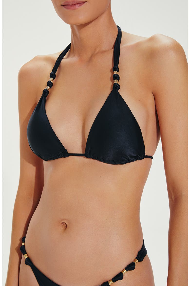 Paula Triangle Halter Swim Top, Alternate, color, BLACK