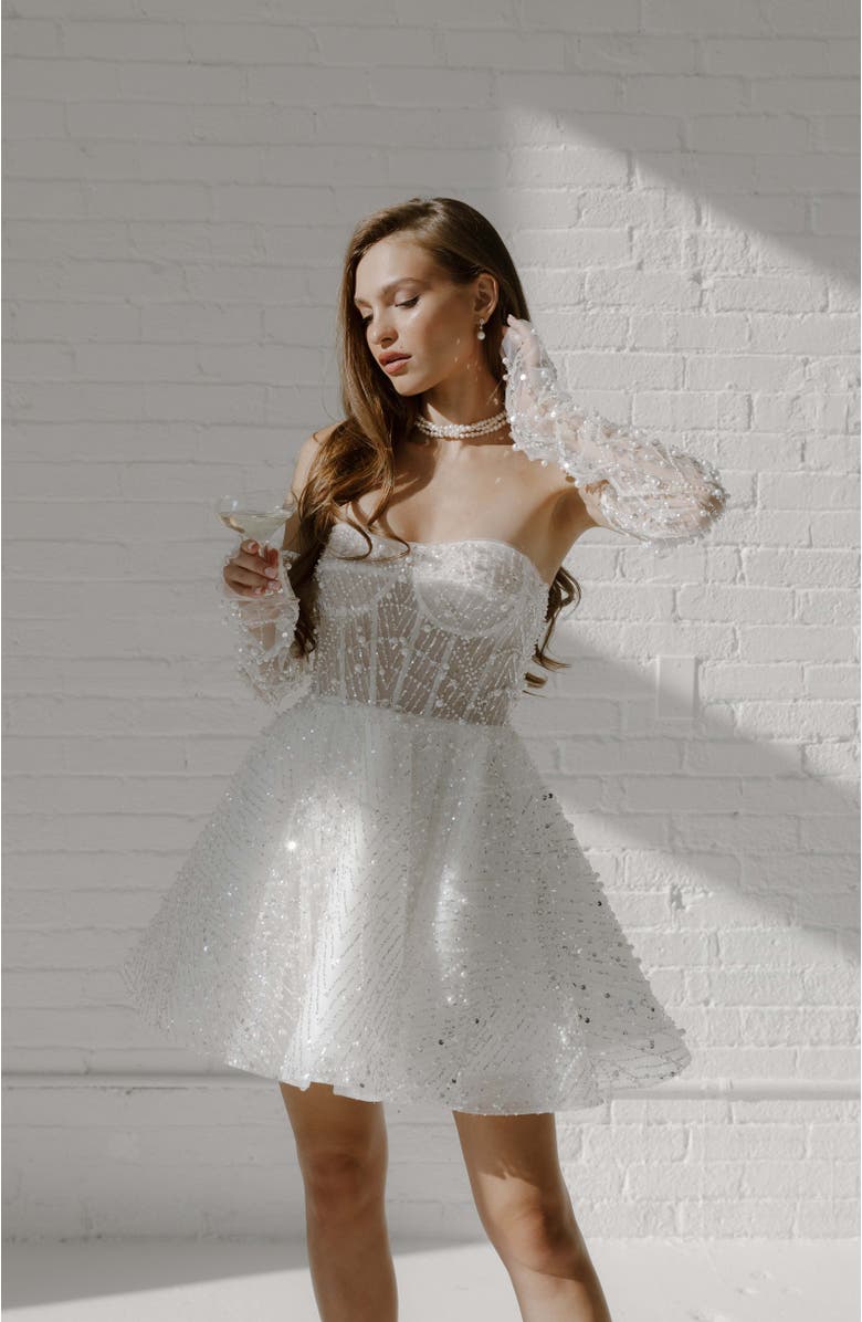 Untamed Petals Siena Sequin Gloves, Alternate, color, Ivory