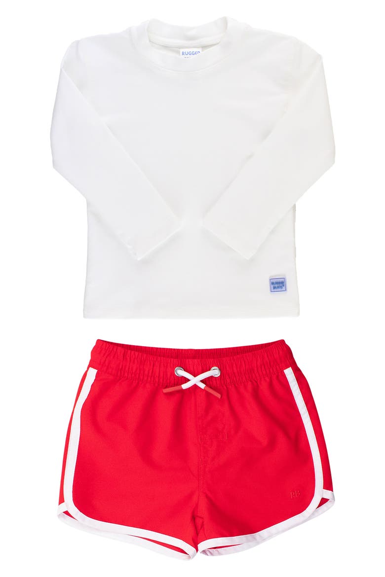 Long Sleeve Two-Piece Rashguard Swimsuit, Main, color, RED
