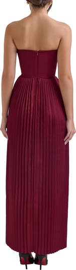 Marcella Strapless Pleated Georgette Gown