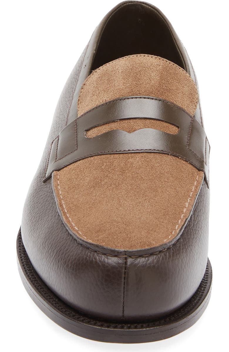 JM WESTON 180 Colorblock Penny Loafer, Alternate, color, Dark Brown/ Brown Suede