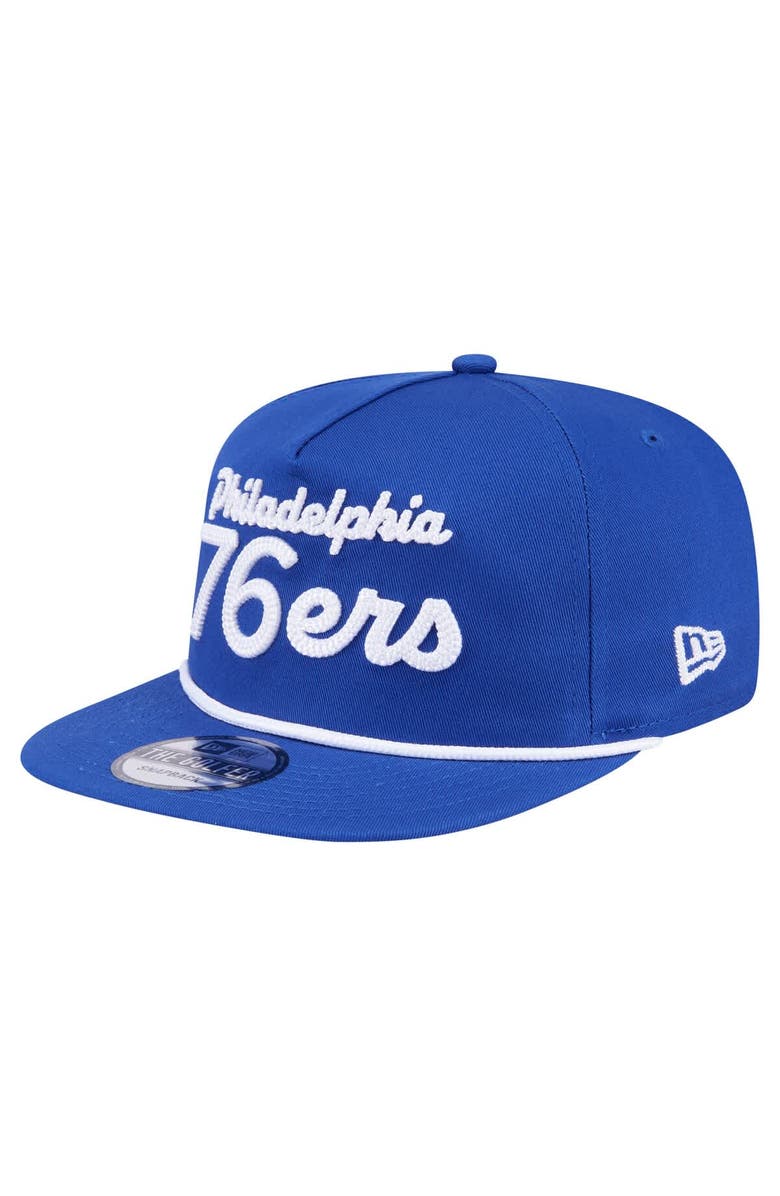 New Era Men's New Era Royal Philadelphia 76ers Team Text Golfer Snapback Hat, Alternate, color, Royal