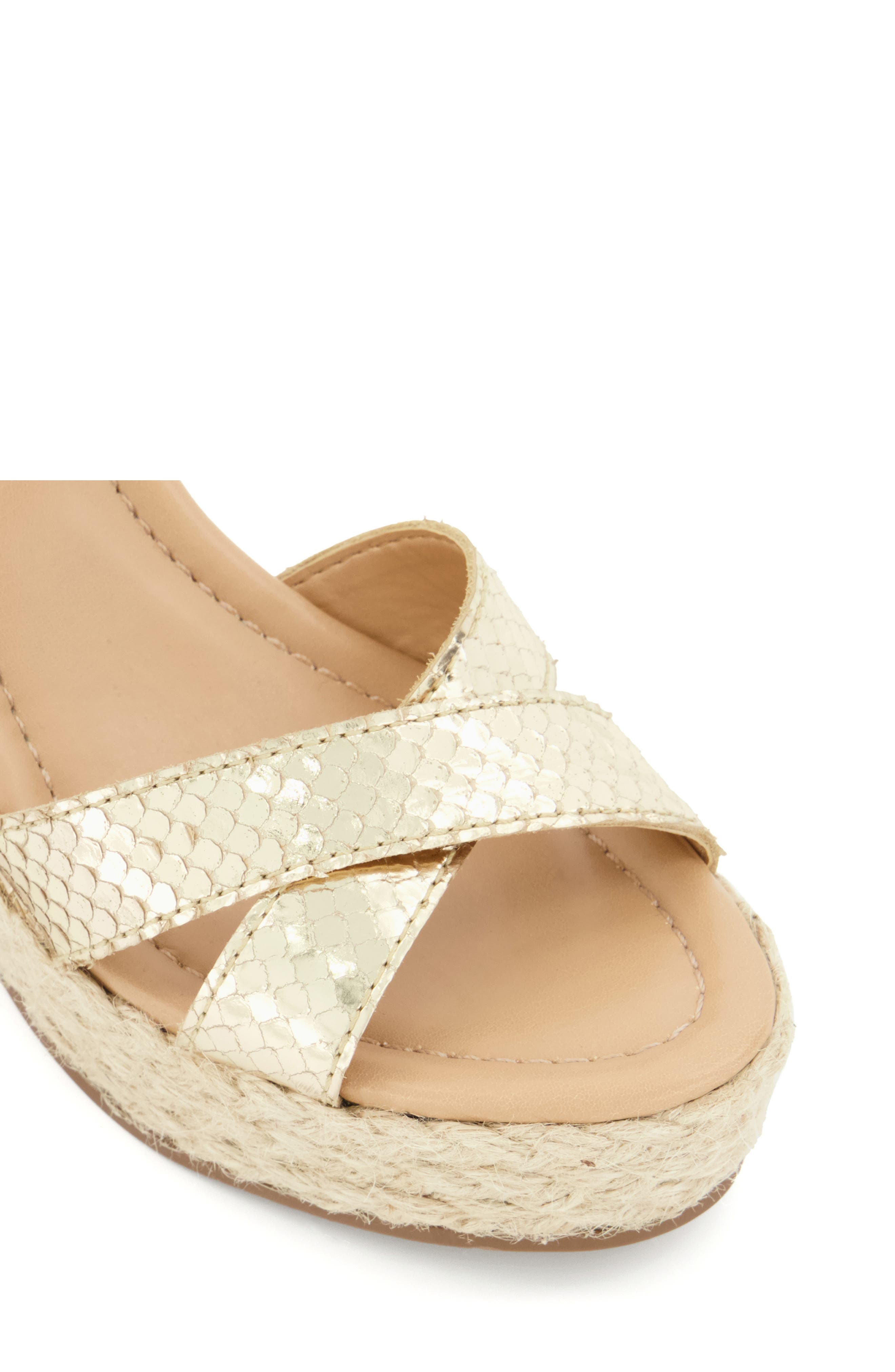 Dune London Kind Espadrille Platform Wedge Sandal, Alternate, color, Gold