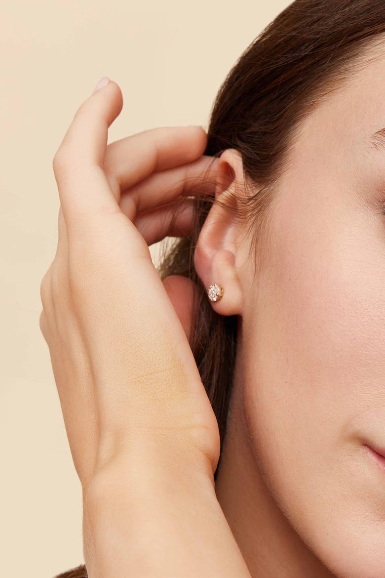 14K Gold Illusion Small Diamond Studs, Alternate, color, White Gold - Diamonds