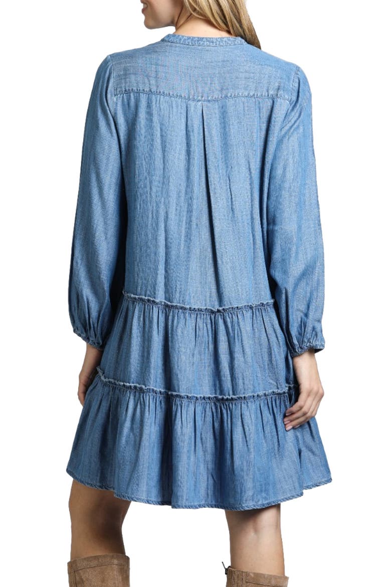 Tiered Long Sleeve Dress, Alternate, color, MEDIUM INDIGO
