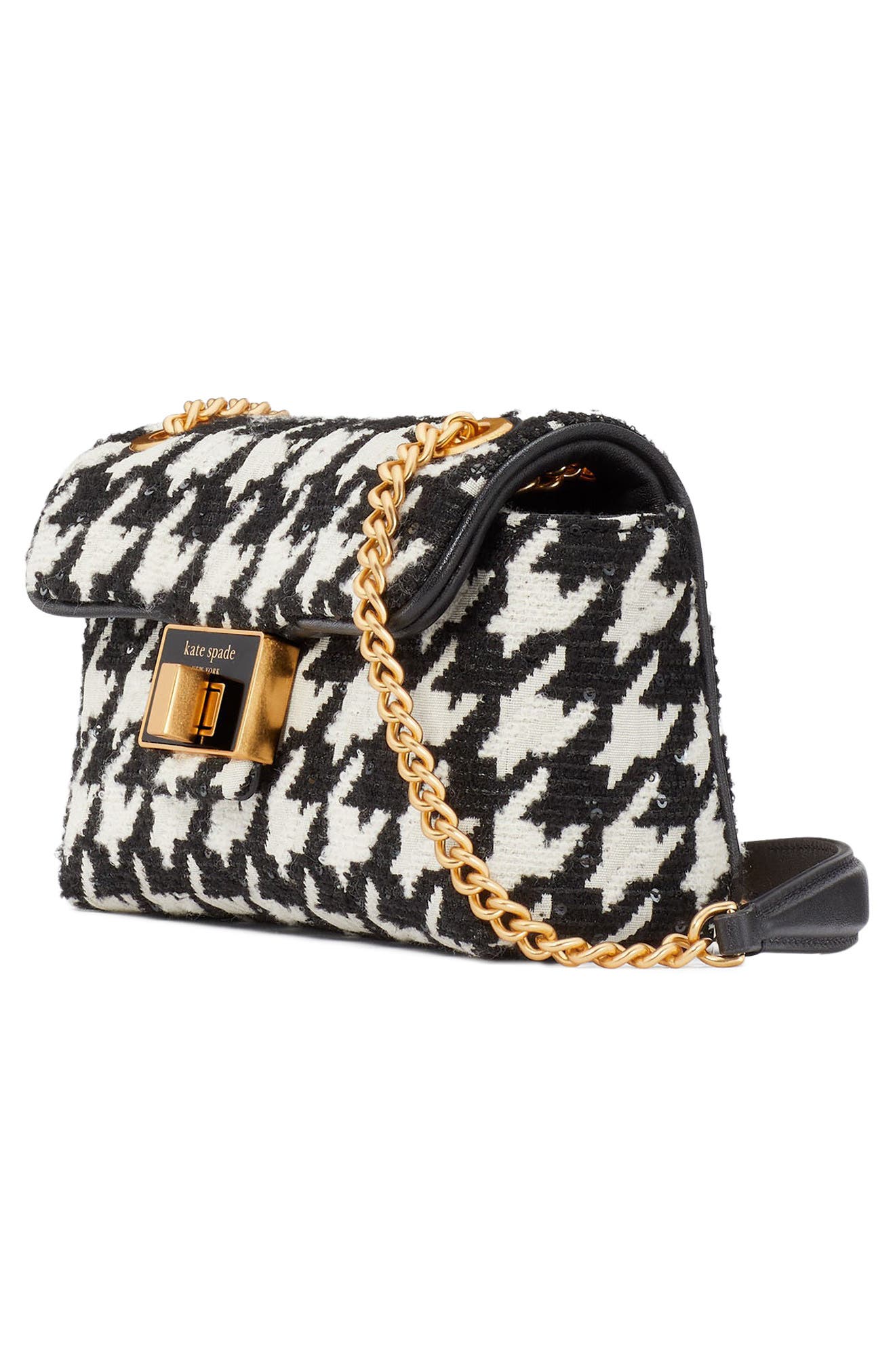 Kate Spade New York evelyn sequin houndstooth convertible crossbody bag, Alternate, color, 