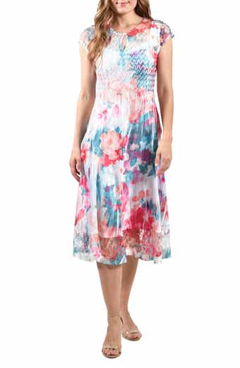 Floral Cap Sleeve Midi Dress