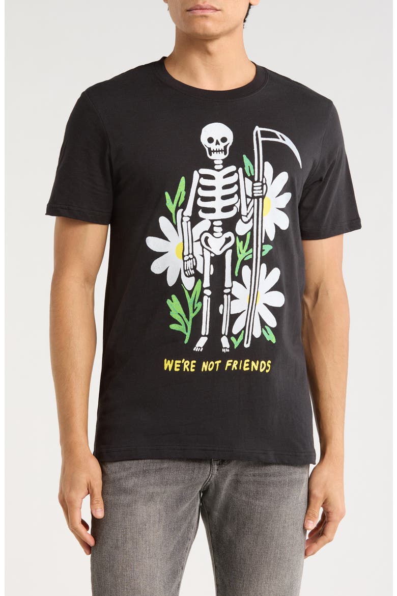 Flower Skeleton Graphic T-Shirt, Main, color, BLACK