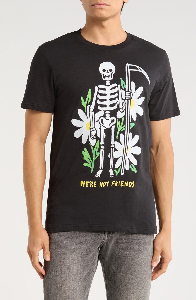 Goodie Two Sleeves Flower Skeleton Graphic T-Shirt, Main, color, Black
