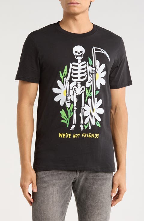 Flower Skeleton Graphic T-Shirt