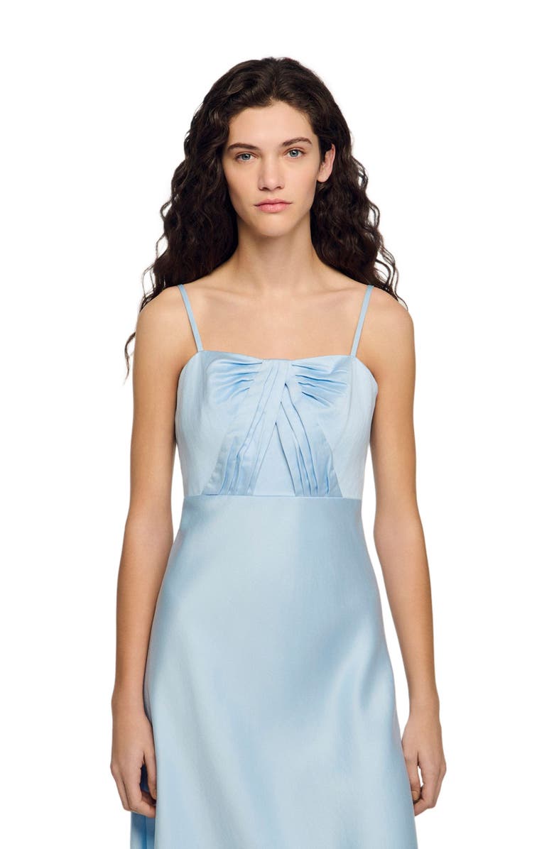 SANDRO Satin-effect maxi dress, Alternate, color, Blue Sky