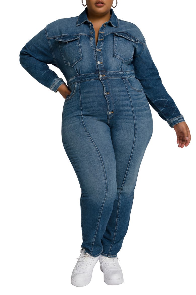 Committed to Fit Denim Jumpsuit, Alternate, color, BLUE190