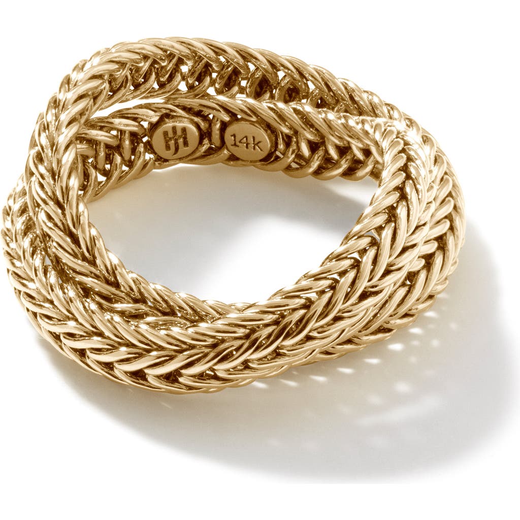 John Hardy Kami Chain Crossover Ring Gold 4.5mm